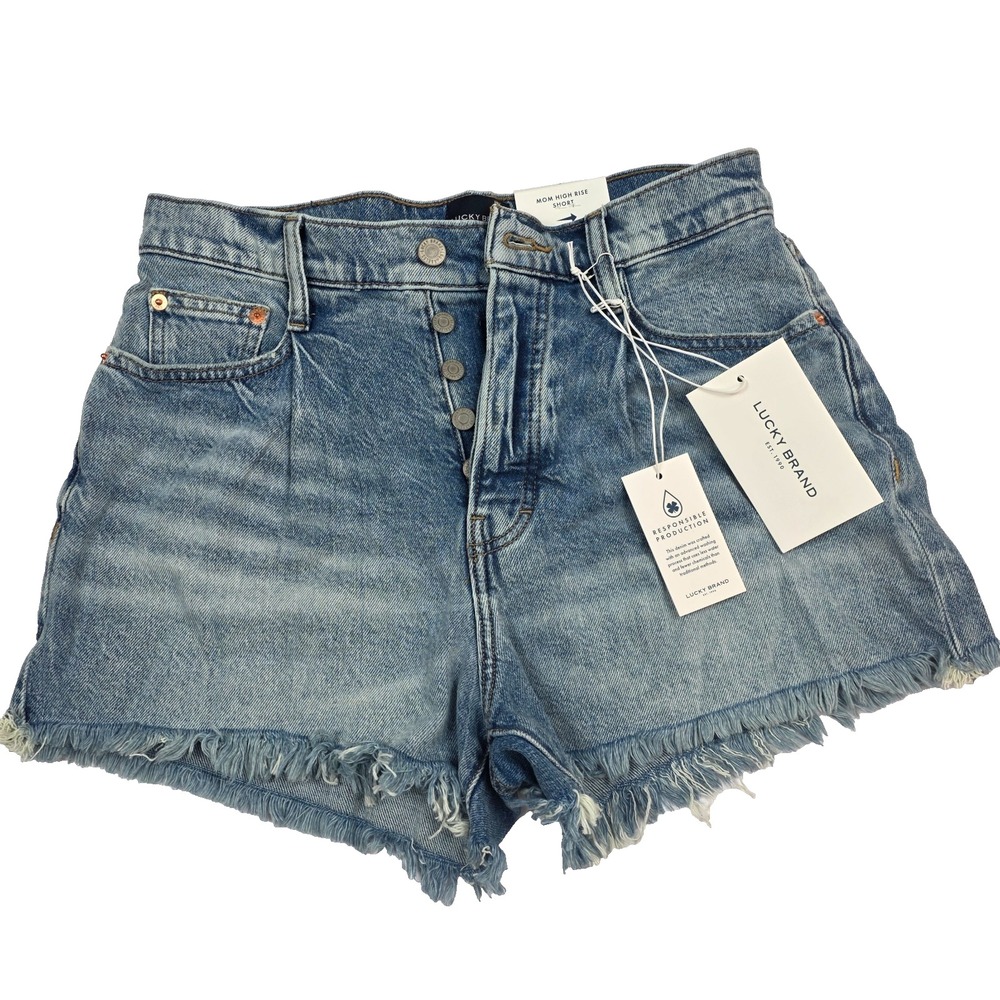 Lucky Brand Denim Blue Mom High Rise Jean Short‎ Comfort Stretch Womens 6/28 NWT